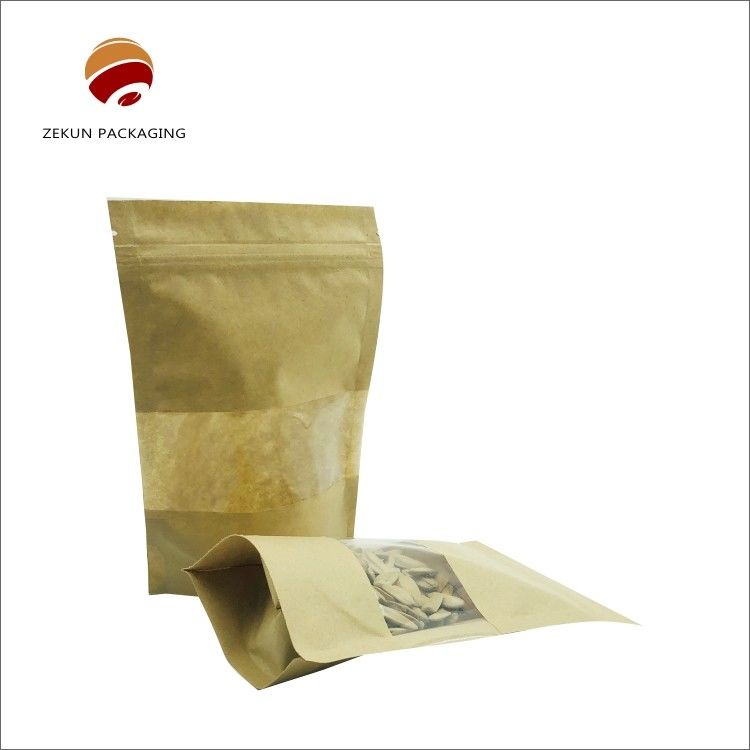 Bao bì thực phẩm Kraft giấy Zip khóa túi tùy chỉnh kích thước chống ẩm Matt hoặc bóng kết thúc