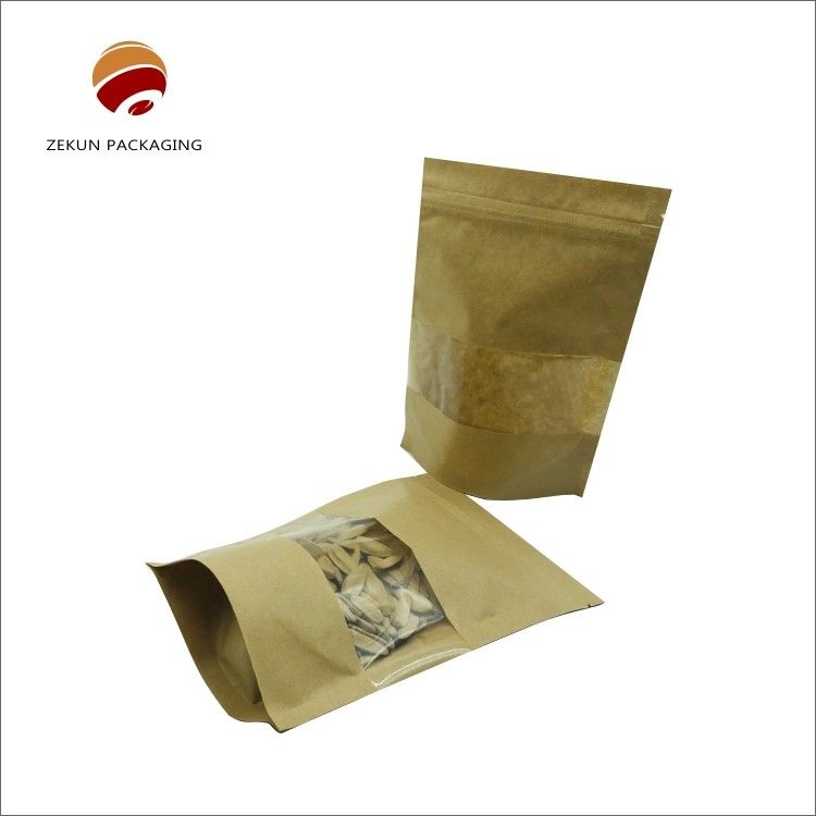 Bao bì thực phẩm Kraft giấy Zip khóa túi tùy chỉnh kích thước chống ẩm Matt hoặc bóng kết thúc