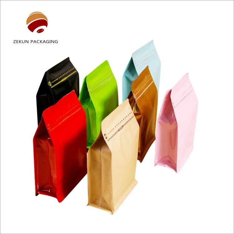 CMYK Gravure Printing Standing Pocket Flat Bottom Moisture Proof Zipper loại