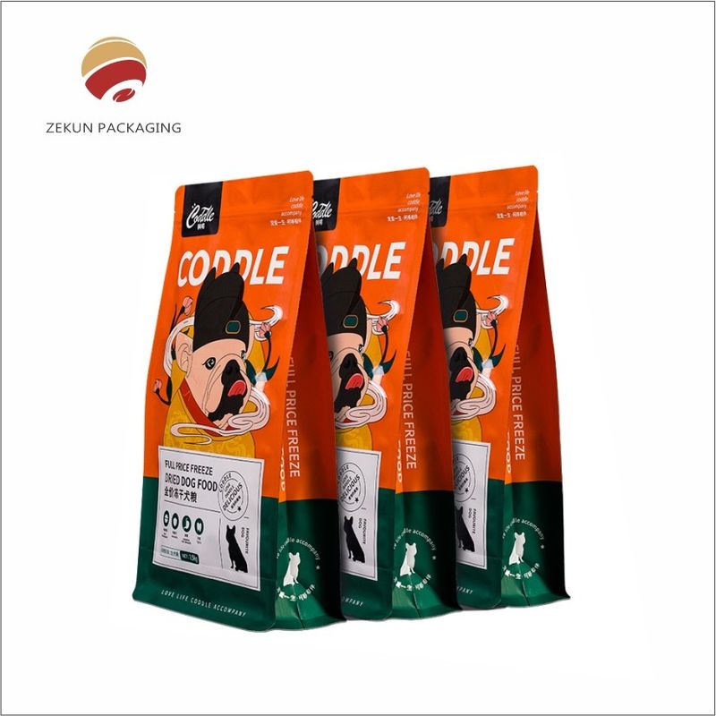 Thẻ đồ ăn cho thú cưng Động lực màu sắc Zipper Top ẩm chống đục